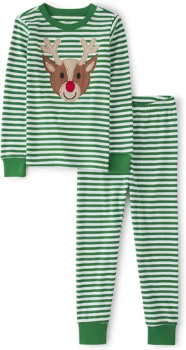 Vista 39 de Gymboree Conjunto de pijama unisex de algodón de Navidad de 2 piezas, niño grande, niño pequeño, gimnasio para bebé