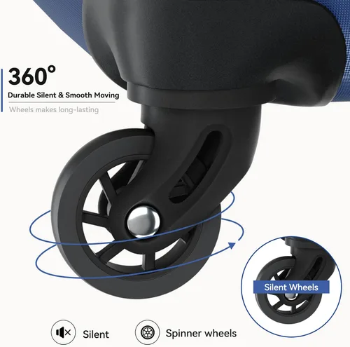 Vista 4 de Strenforce El equipaje ligero del ABS establece el conjunto de la maleta de la TSA del lado duro con las ruedas giratorias, azul (E-Dark Blue)