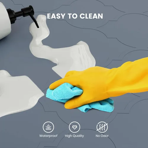 Vista 6 de Tapete para debajo del fregadero, bandeja de silicona para gabinete de cocina de 25 x 22 pulgadas, impermeable y flexible para debajo del fregadero