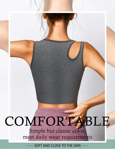Vista 5 de Geyoga 8 piezas de camiseta básica sin mangas para mujer, sin mangas, espalda cruzada, para yoga, correr