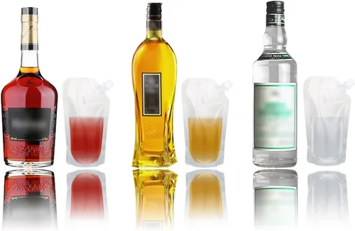 Vista 6 de 20 frascos de licor para crucero, bolsas reutilizables para viajes, botellas de plástico con embudo (8 onzas)