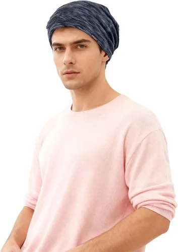 Vista 8 de Amradield Faraday Sombrero de calavera de fibra plateada Elasticidad Gorros de algodón Slouch Cap Blindaje RF Radiación Knit Cap Bloqueo Señal
