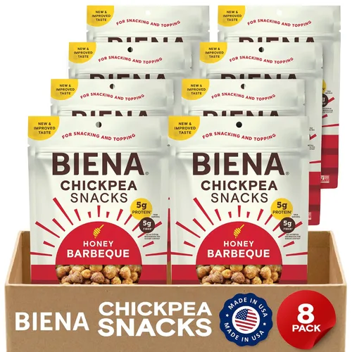 Vista 21 de Biena Bocadillos crujientes de garbanzos tostados, barbacoa, alto en proteínas, alto en fibra, sin gluten, a base de plantas, sin OMG, aperitivos
