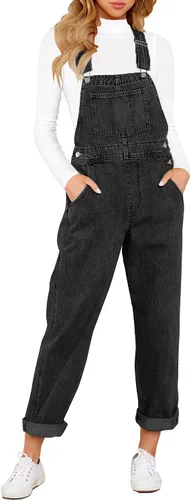 Vista 24 de luvamia - Overol de mezclilla ajustable y elástico para mujer, con pechera, jeans, pantalones, jumpsuits A1 Cody Blue