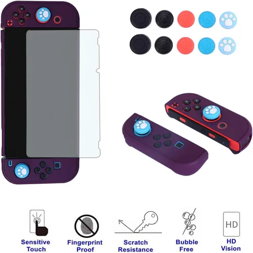 Vista 4 de COMCOOL Dockable Case for Nintendo Switch 3 in 1 Protective Cover Case for Nintendo Switch and Joy-Con Controller with Screen Protector and Thumb