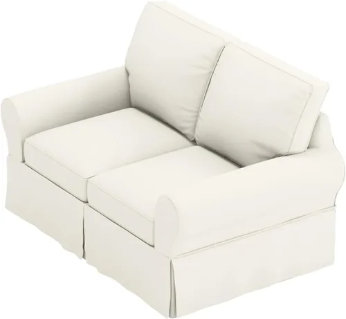 Vista 6 de La funda de sofá de algodón es de 2 asientos de repuesto compatible con Pottery Barn PB Basic Loveseat Sofa (beige)