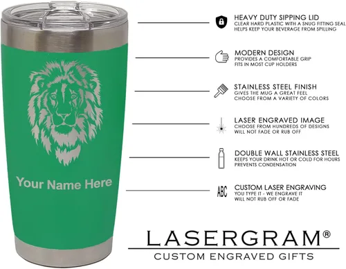Vista 122 de LaserGram Vaso aislado al vacío de 20 onzas, notas musicales, grabado personalizado incluido (negro)