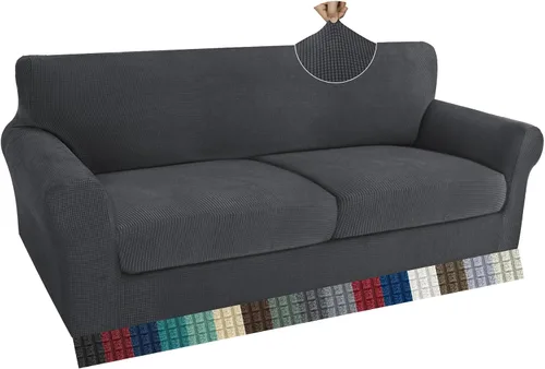 Vista 73 de ZNSAYOTX 2 fundas para sillas con brazos para sala de estar, súper suave, con funda de cojín de asiento, gruesa, duradera, mezcla de elastano, alta