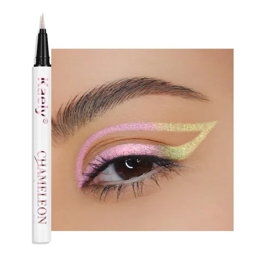 Vista 14 de evpct Delineador de ojos líquido cromático dúo, con purpurina de bronceador rosa, destello metálico brillante, sombra de ojos en lápiz, cambio
