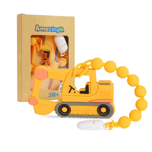 Vista 9 de Juguete mordedor de silicona de grado alimenticio para bebés con soporte para chupete, juguetes de dentición, juego de regalo para niños y niñas a