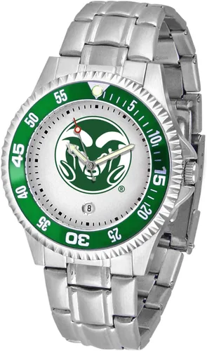 Vista 57 de SunTime Reloj de cuarzo de 1.575 in para hombre, correa de acero inoxidable de 0.787 in, esfera Gameday