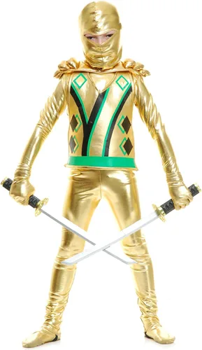 Vista 5 de Disfraz ninja dorado Avengers Series III para niños, M, Dorado