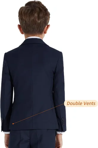 Vista 8 de Plavict Trajes para niños de 5 piezas, cintura ajustable, traje formal para niños con chaqueta, pantalones, chaleco, camisa, corbata y pajarita