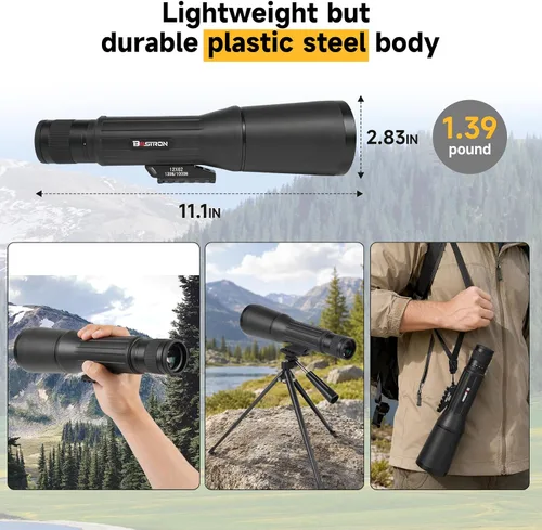 Vista 7 de Monocular Telescope 12X62 HD High Power with Tripod for Bird Watching Black
