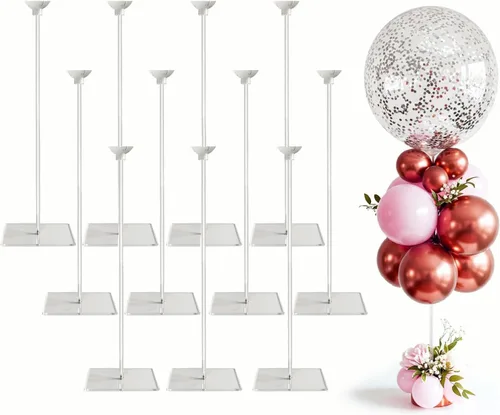 Vista 9 de lightsfever Kit de soporte acrílico reutilizable para globos, exhibición de mesa resistente con palos y base, soportes de globos para centros