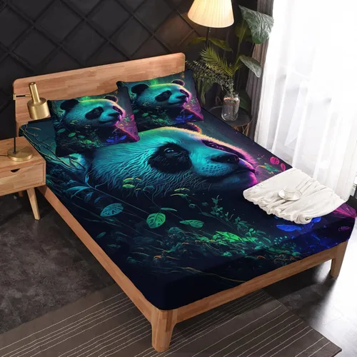 Vista 20 de Juego de sábanas de tamaño King, sábanas de conejo, sábanas de microfibra y fundas de almohada de 4 piezas, juego de sábanas con estampado colorido