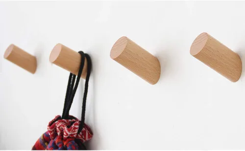 Vista 11 de Felidio Ganchos de pared de madera, paquete de 4 ganchos para colgar abrigos de pared, de madera rústica, resistente, perchero para sombreros