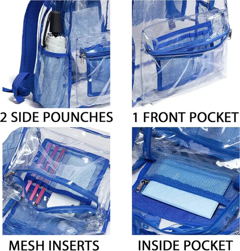 Vista 5 de Vorspack Mochila transparente de PVC resistente con correa reforzada para el lugar de trabajo universitario