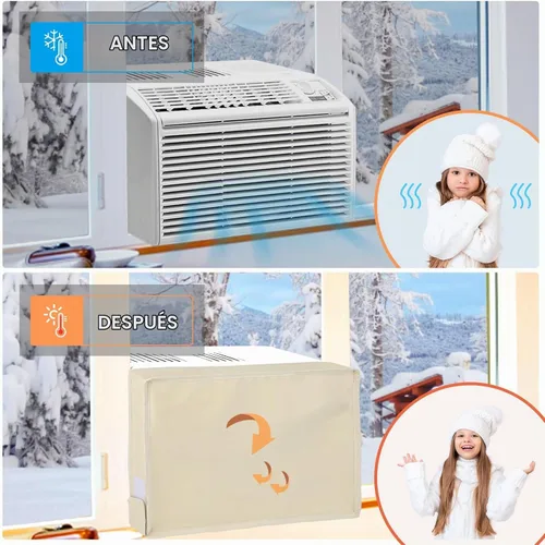 Vista 5 de Window Air Conditioner Covers for Inside 17"W x 13"H x 3.5"D, Beige