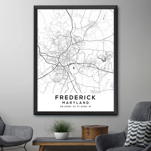 Vista 4 de Mapa de Frederick, Maryland, Light 2 (8x10)