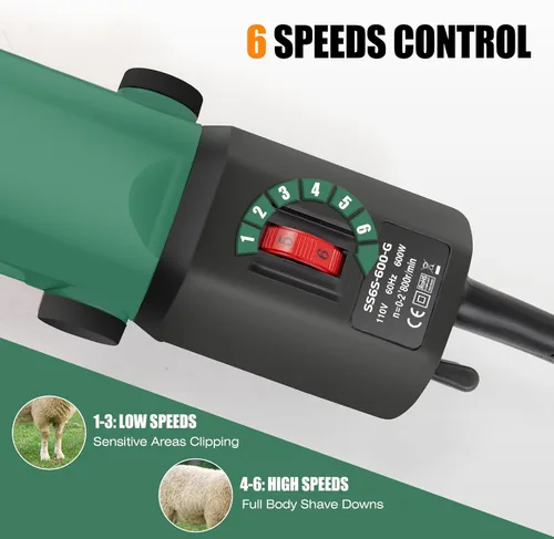 Vista 3 de TAKEKIT Tijeras de oveja, cortadoras de ovejas profesionales resistentes de 600 W, tijeras eléctricas de animales de 6 velocidades para alpacas
