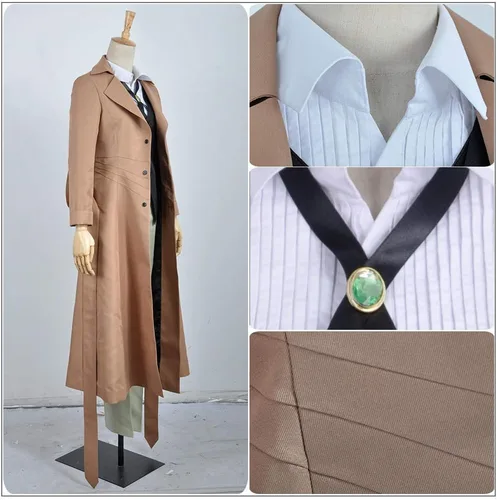 Vista 8 de Cos-Animefly Anime Bungo Stray Dogs Osamu Dazai Cosplay traje largo gabardina Halloween fiesta traje para hombres mujeres