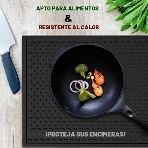 Vista 5 de AXIESO Estera de goteo de silicona - de 1/2 pulgada de espesor, resistente al calor y segura para alimentos - para encimera, barra de café