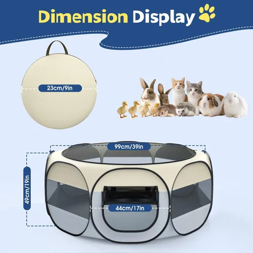 Vista 2 de VavoPaw Corralito para Animales Pequeños, Caja de Crianza de Pollos con Tapa Superior, Carpa de Jaula Portátil para Ejercicio al Aire Libre