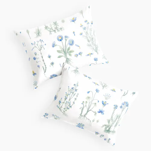 Vista 2 de Wake In Cloud - Floral Pillow Cases, 100% Cotton Fabric, Flower Cottagecore Botanical Cute Pattern Printed, Set of 2 Pillowcases Pillow Shams