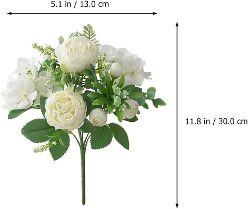 Vista 6 de Cabilock 1 ramo de flores artificiales para boda, peonía nupcial, ramo decorativo de flores falsas para fiestas en casa y celebraciones románticas