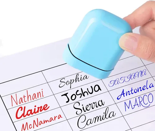 Vista 3 de Sellos de nombre personalizados, sello de firma personalizado, 11 opciones de fuente y 3 colores de tinta