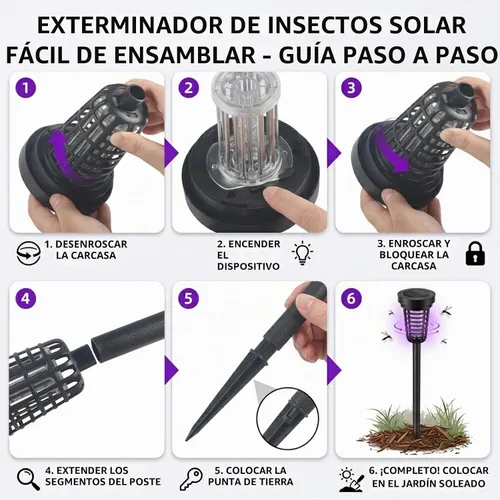 Vista 7 de Exterminador solar de insectos para exteriores, paquete de 4 exterminadores