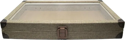 Vista 9 de Novel Box - Caja organizadora de joyas, cuero sintético negro, 6 x 3.75 x 2 pulgadas, caja de joyería de cristal de tamaño pequeño con tapa