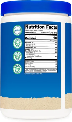Vista 5 de Nutricost Polvo de fibra de acacia orgánica (1 libra) sin sabor
