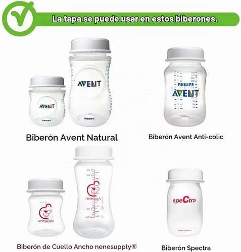 Vista 8 de Nenesupply Tapas para botellas de viaje, compatibles con botellas Nenesupply, botellas Spectra, botellas de Avent de boca ancha, tapa de una pieza