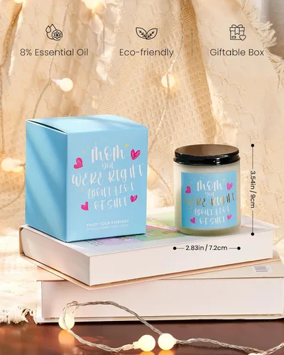 Vista 4 de M&SENSE Vela Aromática Mom You were Right, Regalos del Día de la Madre, Regalo del Día de Acción de Gracias para Madre de Hija e Hijo, Regalos