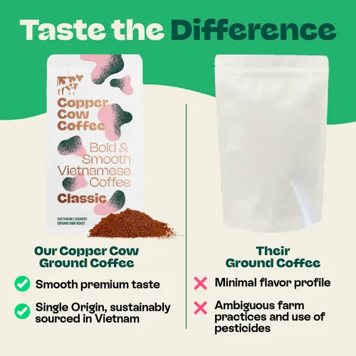 Vista 4 de Copper Cow Café vietnamita molido prémium, 10 OZ Café negro clásico Tostado oscuro Café vietnamita