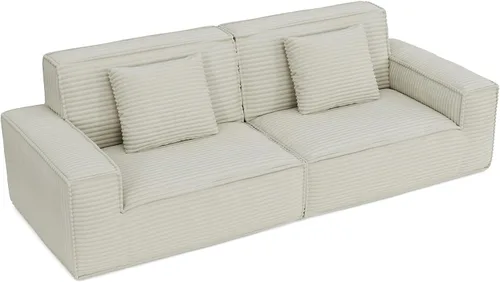 Vista 8 de Sofá modular de nube deshuesada de 106 pulgadas, 2 piezas modulares para sala de estar, sofá comprimido en una caja, sin montaje (beige)