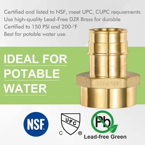 Vista 3 de Paquete de 2 adaptadores Pex-A hembra, 1 pulgada hembra NPT a 1 pulgada PEX-A latón expansión PEX-A accesorios PEX-A, latón sin plomo NSF/ANSI 61
