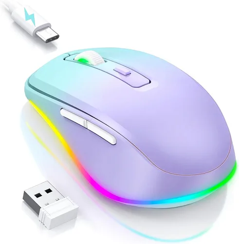 Vista 19 de PEIOUS Ratón Inalámbrico Jiggler – Ratones Inalámbricos LED con Jiggler Mover Integrado, Ratón Móvil Recargable para Computadora con Movimiento