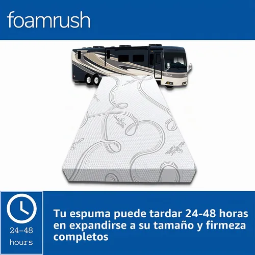 Vista 4 de FoamRush Colchón de 6 Pulgadas para Camas Superpuestas (71 cm x 183 cm) de Espuma Viscoelástica con Gel para Remolques de Viaje, con Funda de Espuma