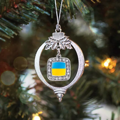 Vista 185 de Inspired Silver - Nana púrpura - Adorno de Navidad plateado - Adorno cuadrado para árbol de Navidad con circonita cúbica - Decoración colgante