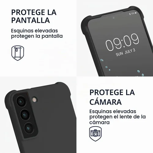 Vista 3 de KIOMY Funda Negra para Samsung Galaxy S21 5G con Rincónes de Airbag, Parachoques Resistente a Golpes, Cubierta Protectora Flexible de TPU