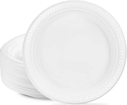 Vista 10 de PLASTICPRO 100 piezas de cuencos de plástico blanco de 5 oz de calidad premium, platos ligeros desechables, cuencos pequeños de plástico