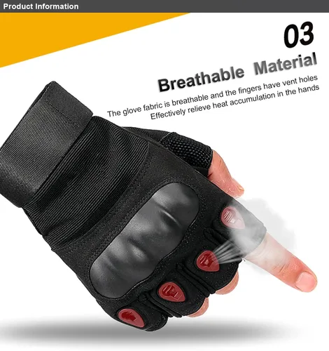 Vista 5 de SUJAYU Guantes de entrenamiento sin dedos para hombres con protección de nudillos para deportes al aire libre