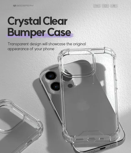 Vista 2 de GOOSPERY Crystal Shield - Funda compatible con iPhone 15 Pro, tecnología a prueba de golpes, antiamarilleo, protección de borde elevado, cubierta