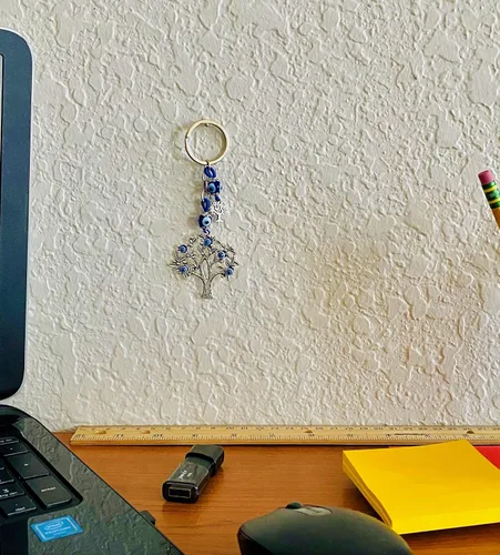 Vista 5 de LUCKBOOSTIUM Evil Eye Keychain & Protection, Evil Eye Car Hanging Ornament, Rear View Mirror Accessories, Home Decor