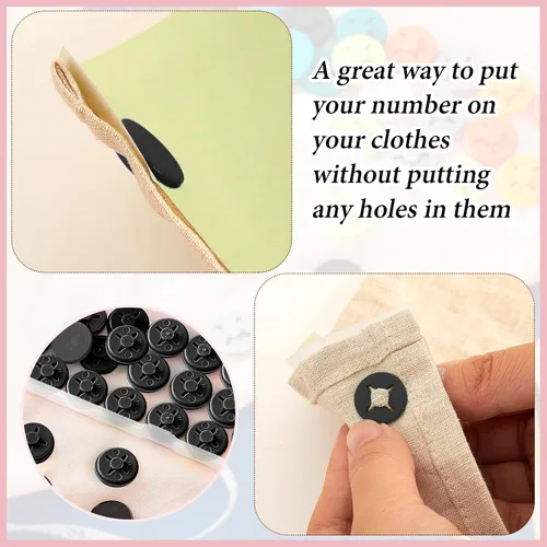 Vista 3 de Juexica Clips de babero para correr, sistema de fijación de hebilla de número de carrera, soporte de sujetador de maratón para eventos de campo