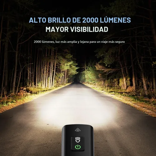 Vista 3 de Juego de luces para bicicleta – 2000 lúmenes USB recargable y luz trasera de seguridad, 5+4 modos, visibilidad de 656.2 ft, montaje sin