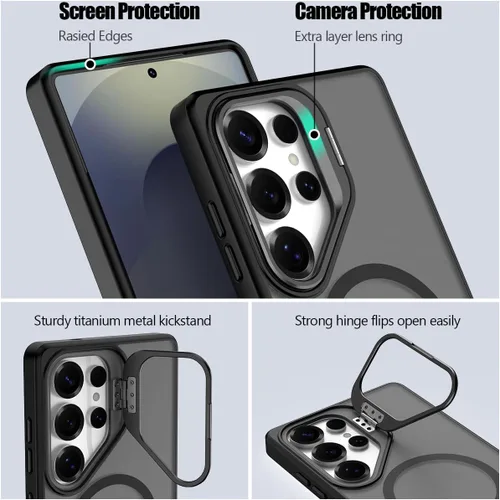Vista 3 de Nvollnoe Funda para Samsung S25 Ultra Compatible con MagSafe de Grado Militar a Prueba de Golpes de Servicio Pesado Protectora con Soporte Ajustable